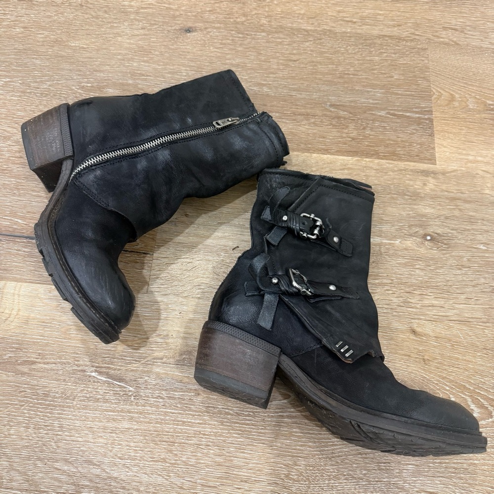 A.S.98 Black Leather Moto chilly Boots with Buckles size 37 - Picture 11 of 11